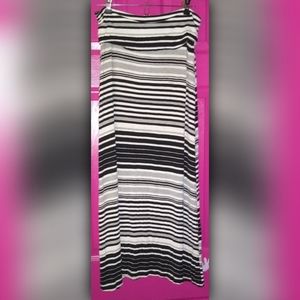 Double Take Maxi Skirt Black & White Stripes